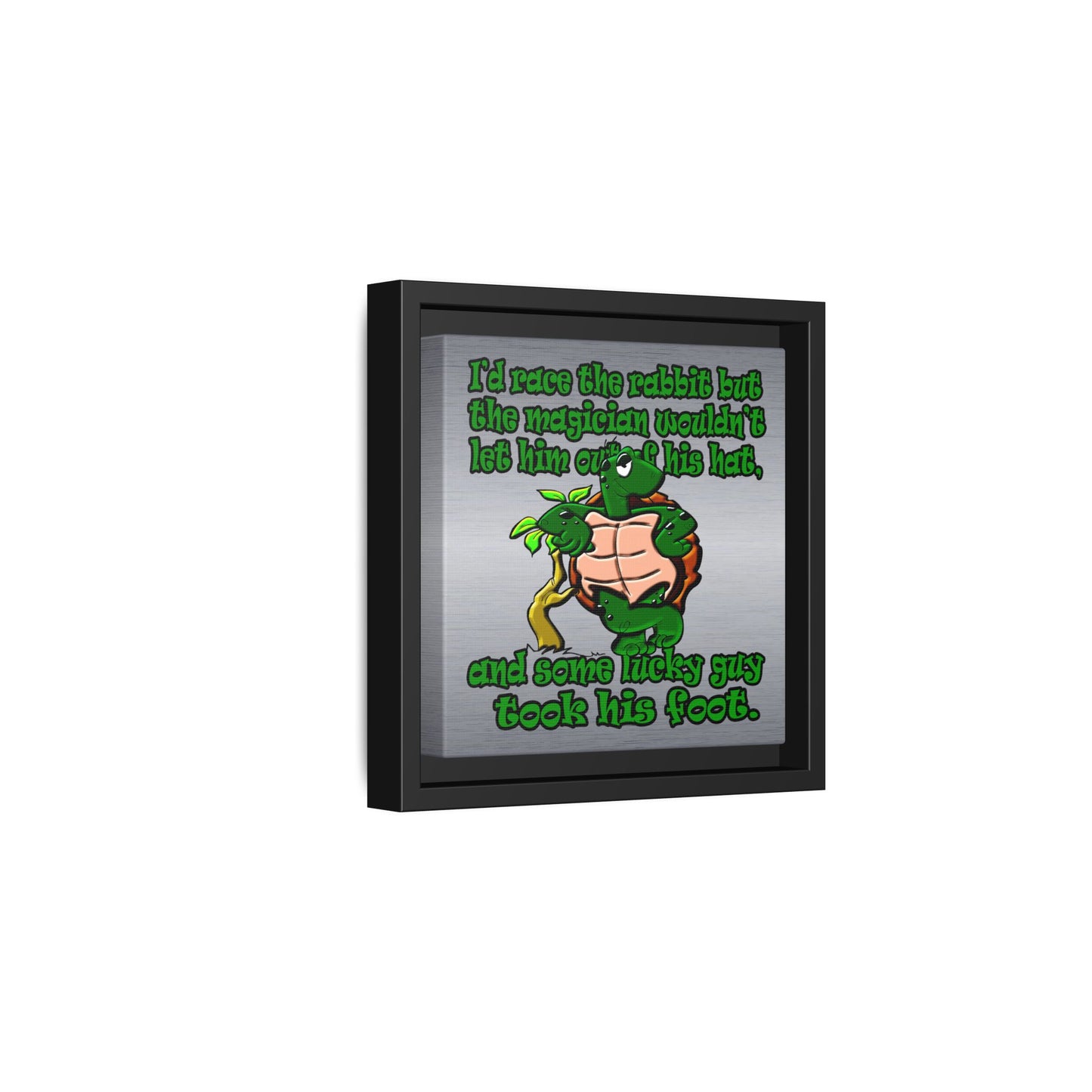 turtle race - framed canvas art (brushed nickel)