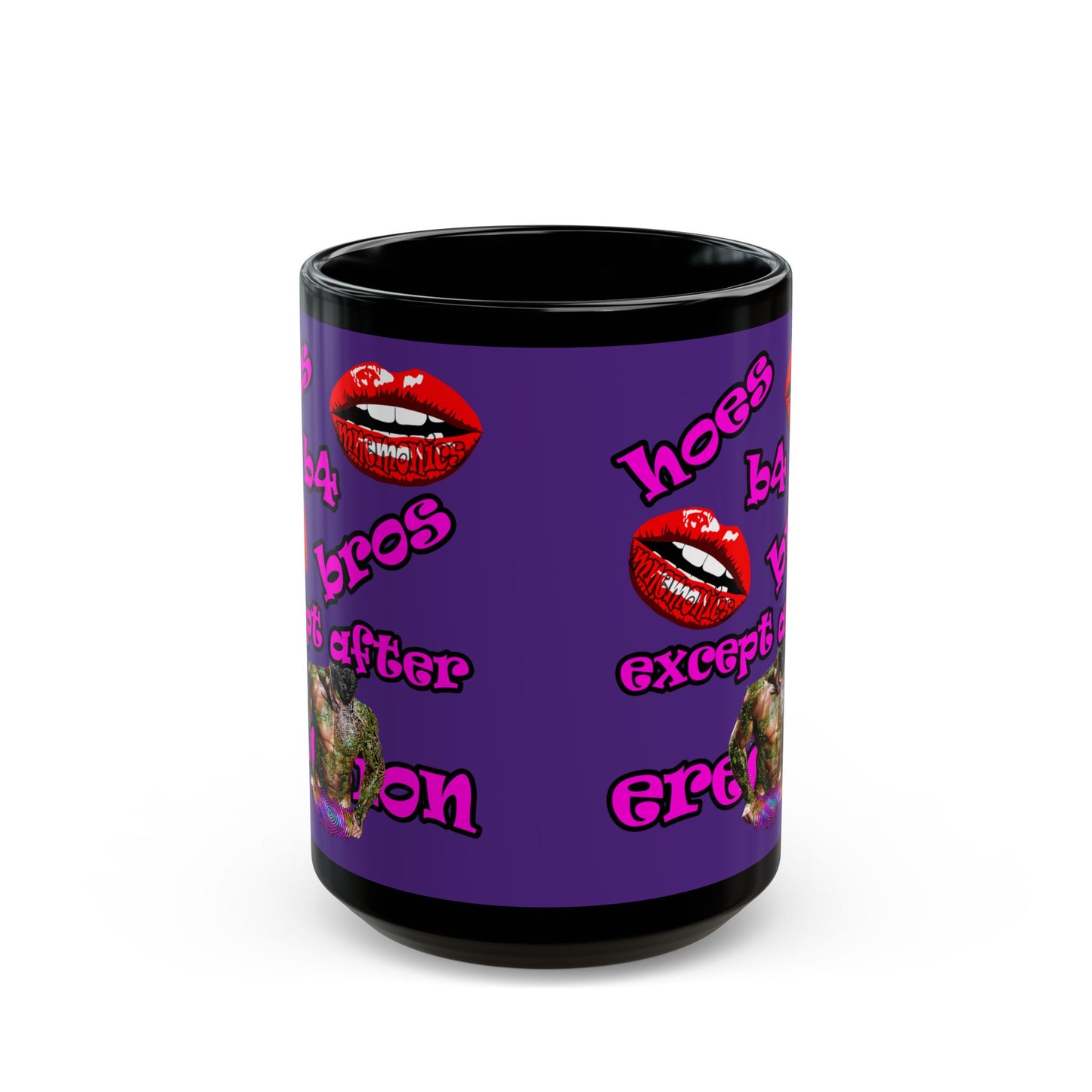 hoes b4 bros - Black Mug (purple)