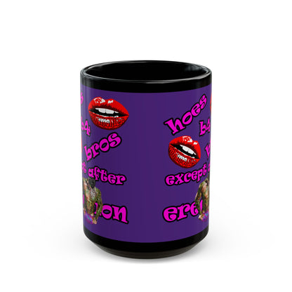 hoes b4 bros - Black Mug (purple)