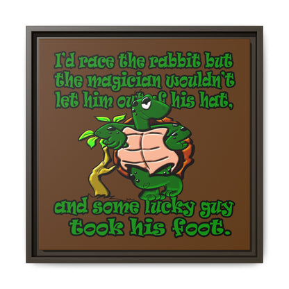 turtle race - framed canvas art (brown)
