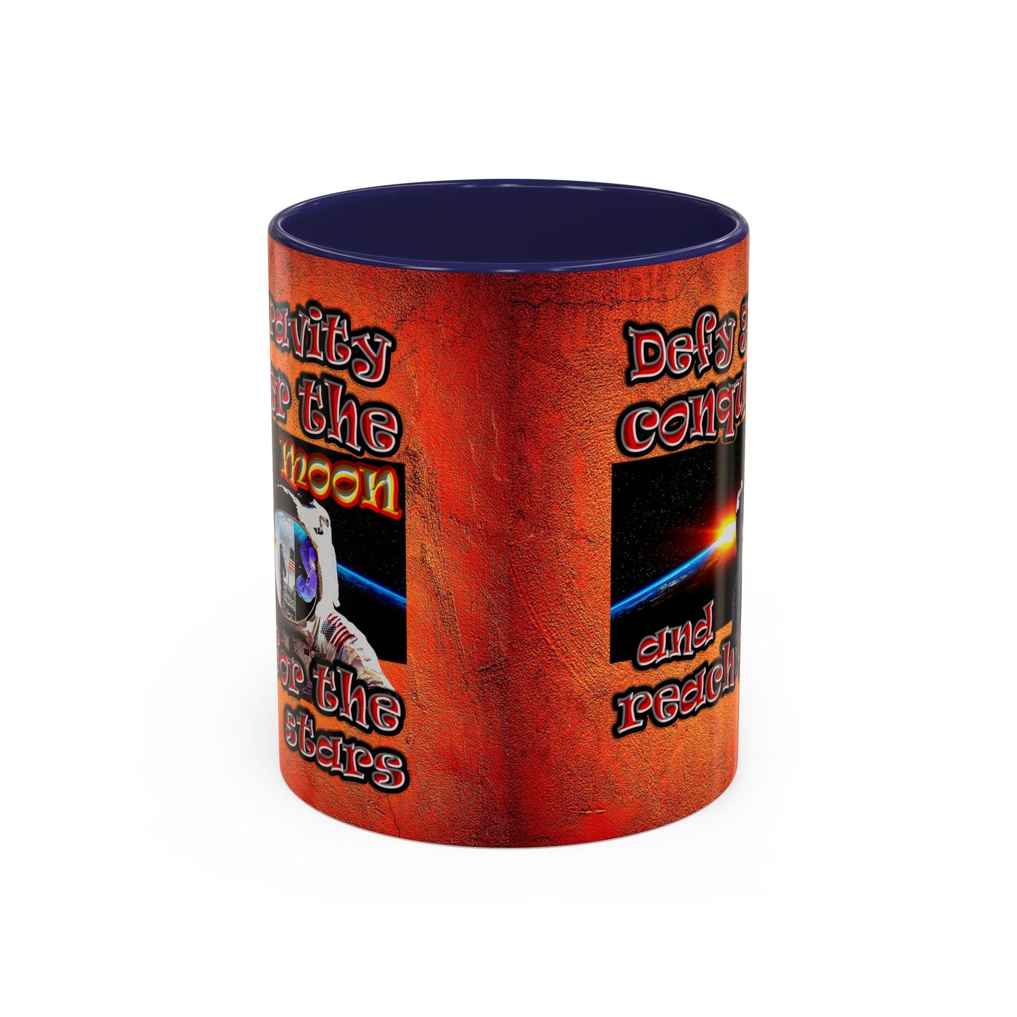 defy conquer reach - Accent Mug (burnt orange)