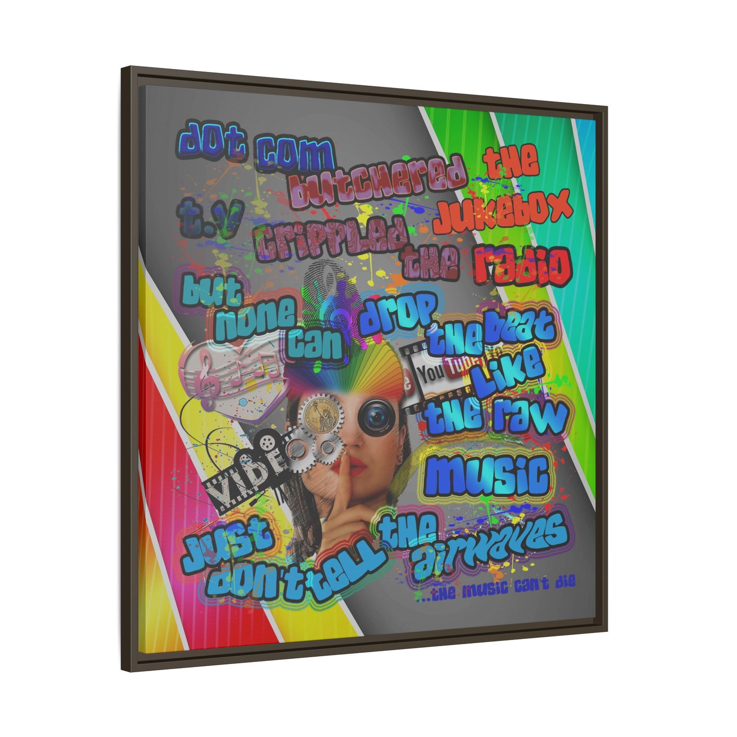 drop the beat - framed canvas art (rainbow split)