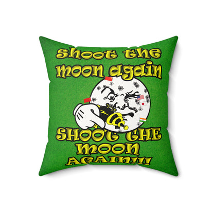shoot the moon again - Faux Suede Square Pillow - (green turf)