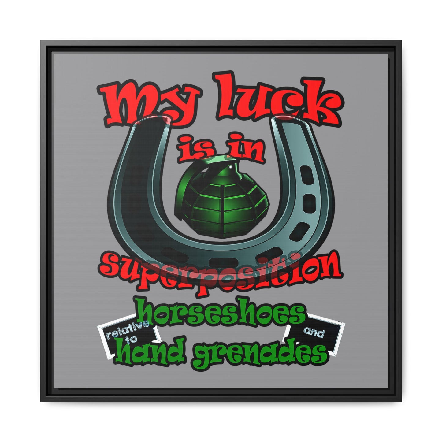 my luck - framed canvas art (grey)
