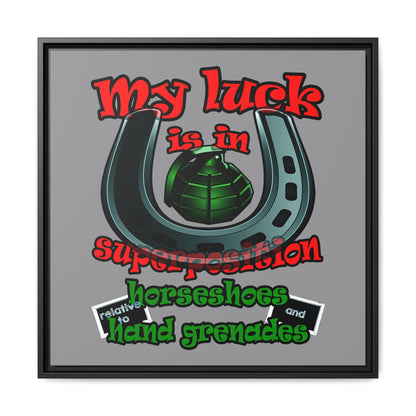 my luck - framed canvas art (grey)