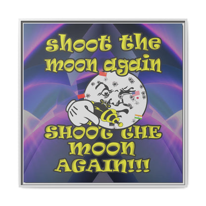 shoot the moon again - framed canvas art (grey-pink wave)