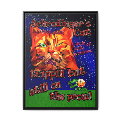 schrodinger's cat - framed canvas art ('snoops' background)
