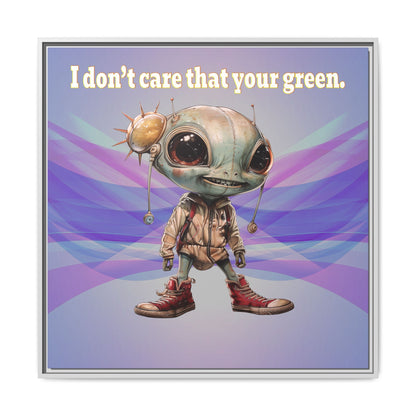 I don't care that your green - framed canvas art (light blue-pink wave)
