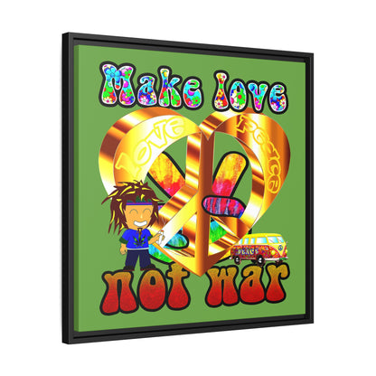 love peace - framed canvas art (green)