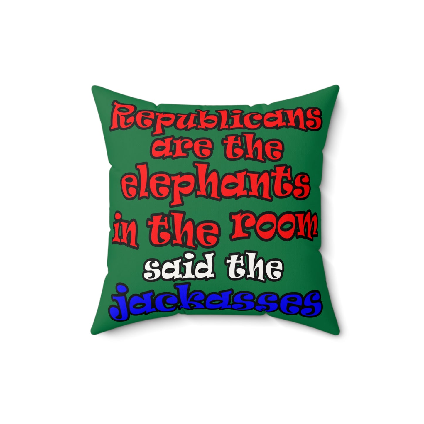 donkeys and elephants - Faux Suede Square Pillow - (dark green)