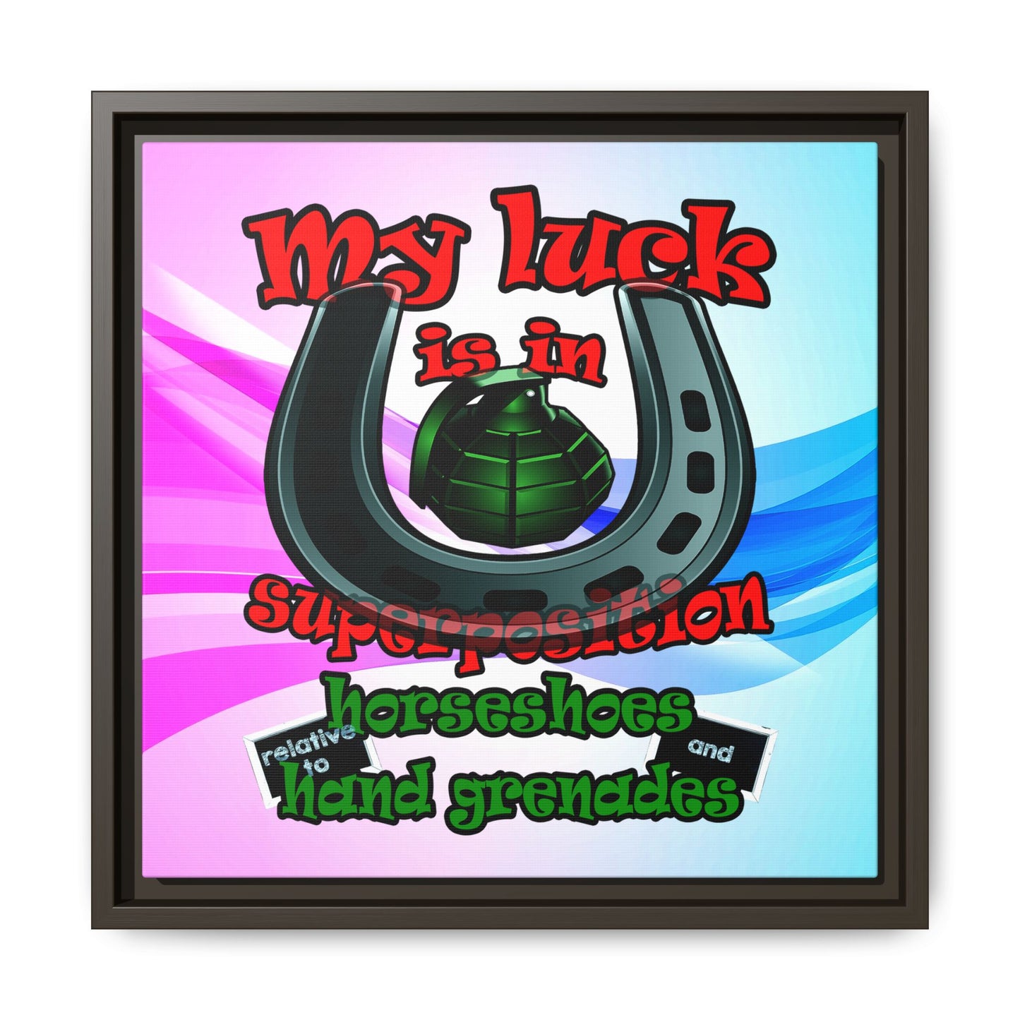 my luck - framed canvas art (light blue-pink wave)