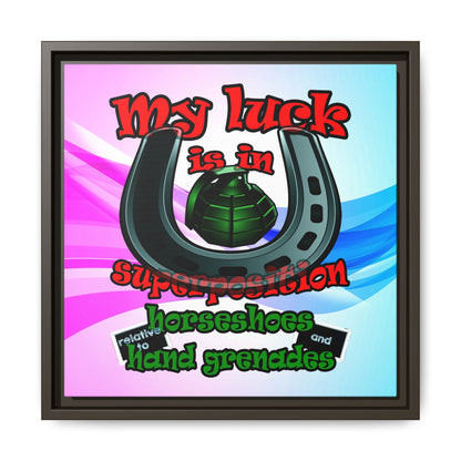 my luck - framed canvas art (light blue-pink wave)