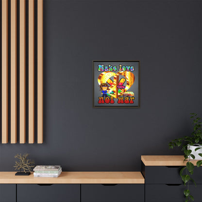 love peace - framed canvas art (grey-light grey)