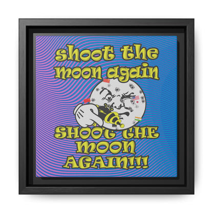 shoot the moon again - framed canvas art (light blue-purple wave)