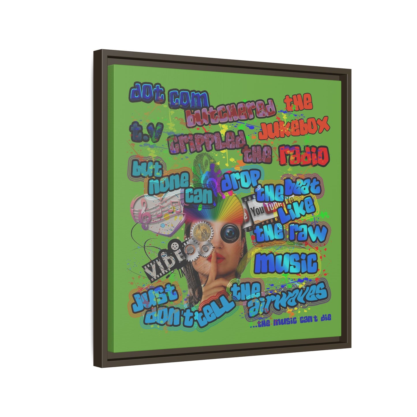 drop the beat - framed canvas art (green)