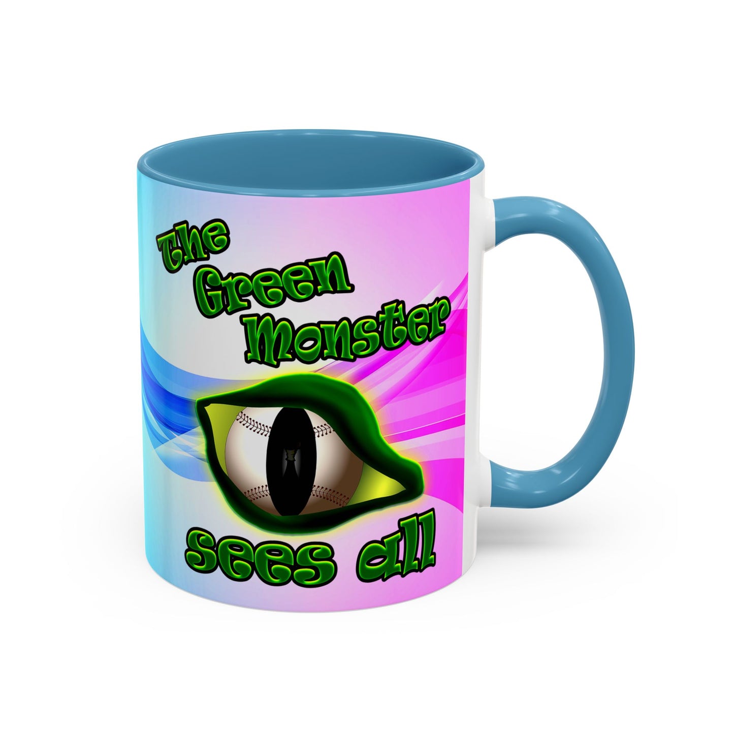 green monster - Accent Mug (light blue-pink wave)