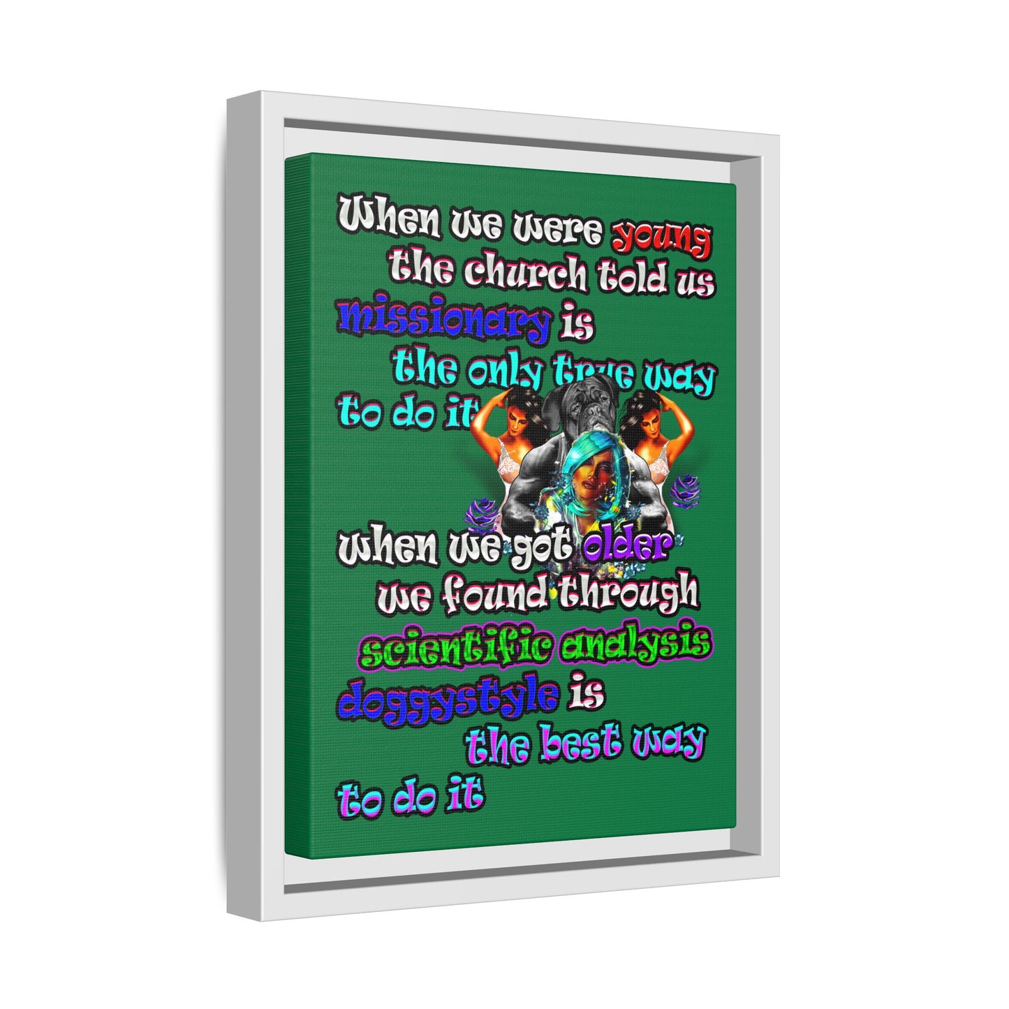 doggystyle - framed canvas art (dark green)