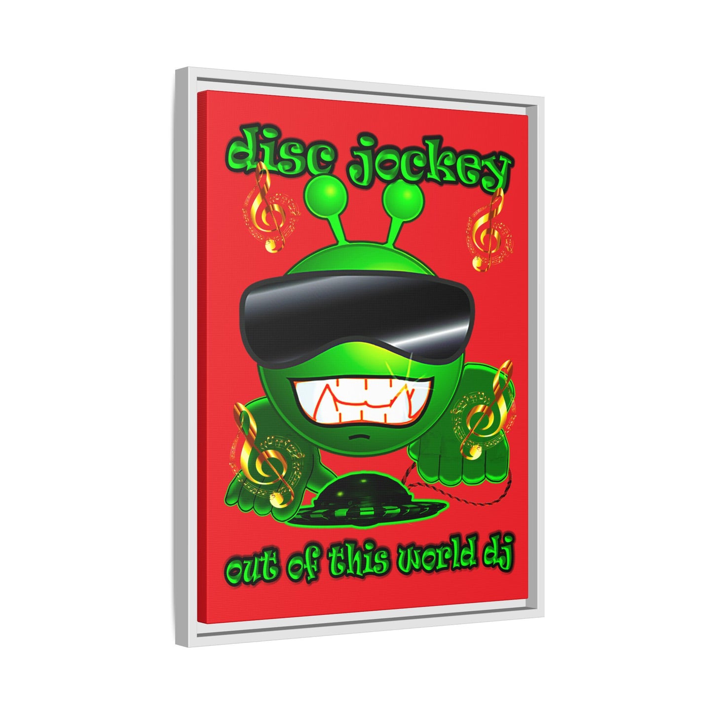 disc jockey - framed canvas art (red)