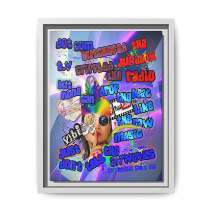 drop the beat - framed canvas art (grey-pink wave)