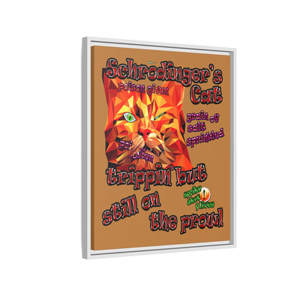 schrodinger's cat - framed canvas art (light brown)