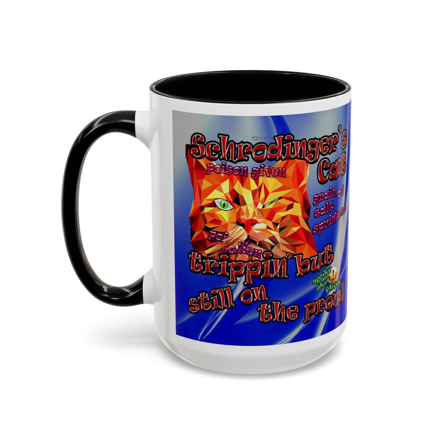 schrodinger's cat - Accent Mug (blue-white wave)