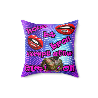 hoes b4 bros - Spun Polyester Square Pillow - (purple wave)