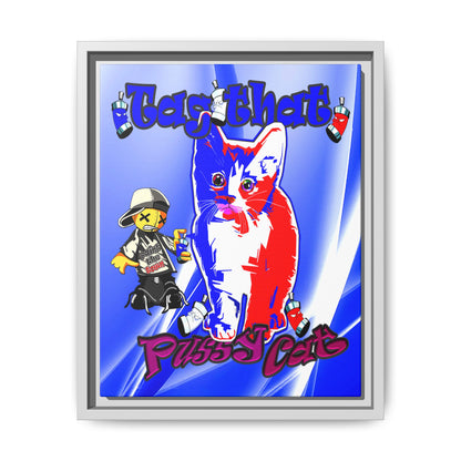 tag that - framed canvas art (blue-white wave)