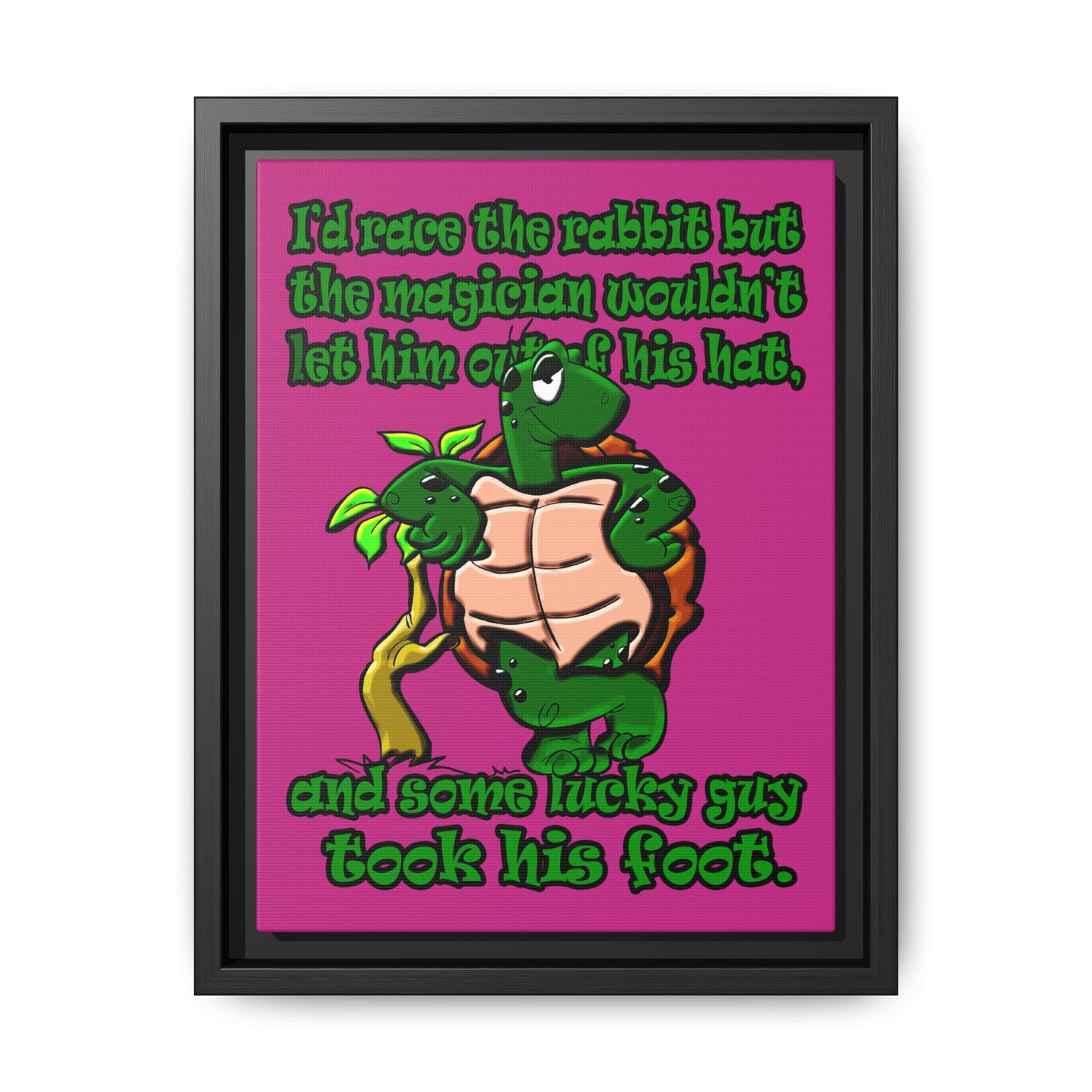 turtle race - framed canvas art (pink)