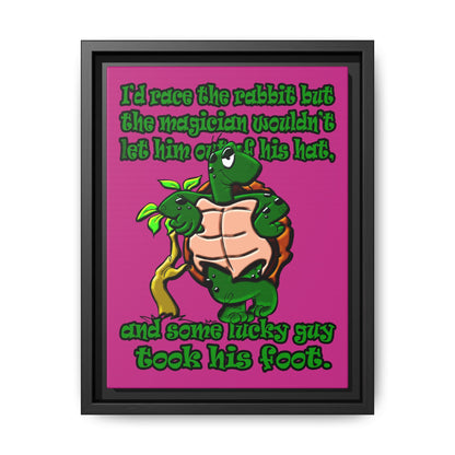 turtle race - framed canvas art (pink)