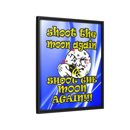 shoot the moon again - framed canvas art (blue-white wave)