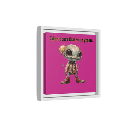I don't care that your green - framed canvas art (pink)
