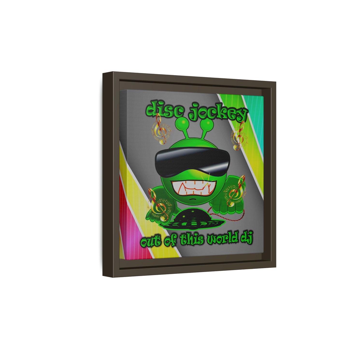disc jockey - framed canvas art (rainbow split)