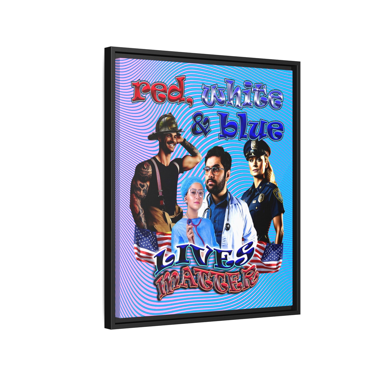 rw&b lives matter - framed canvas art (light blue-purple wave)
