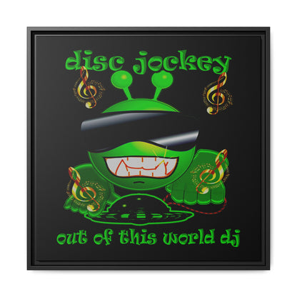 disc jockey - framed canvas art (black)