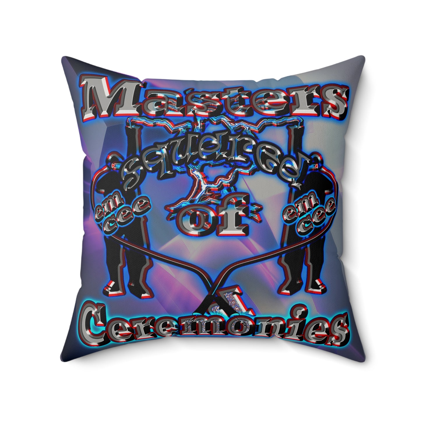 em cee squared - Faux Suede Square Pillow - (grey-pink wave)