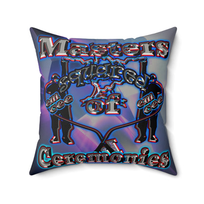 em cee squared - Faux Suede Square Pillow - (grey-pink wave)