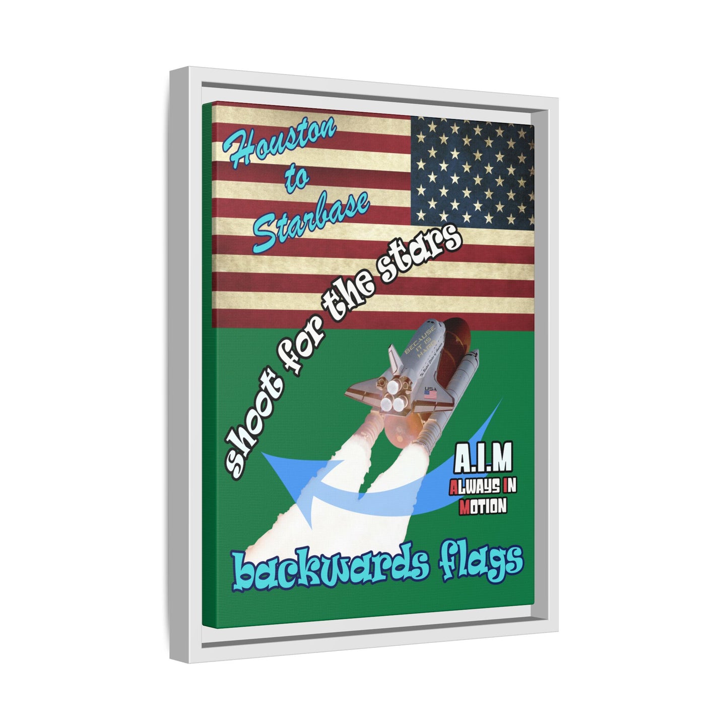 shoot for the stars - framed canvas art (dark green)