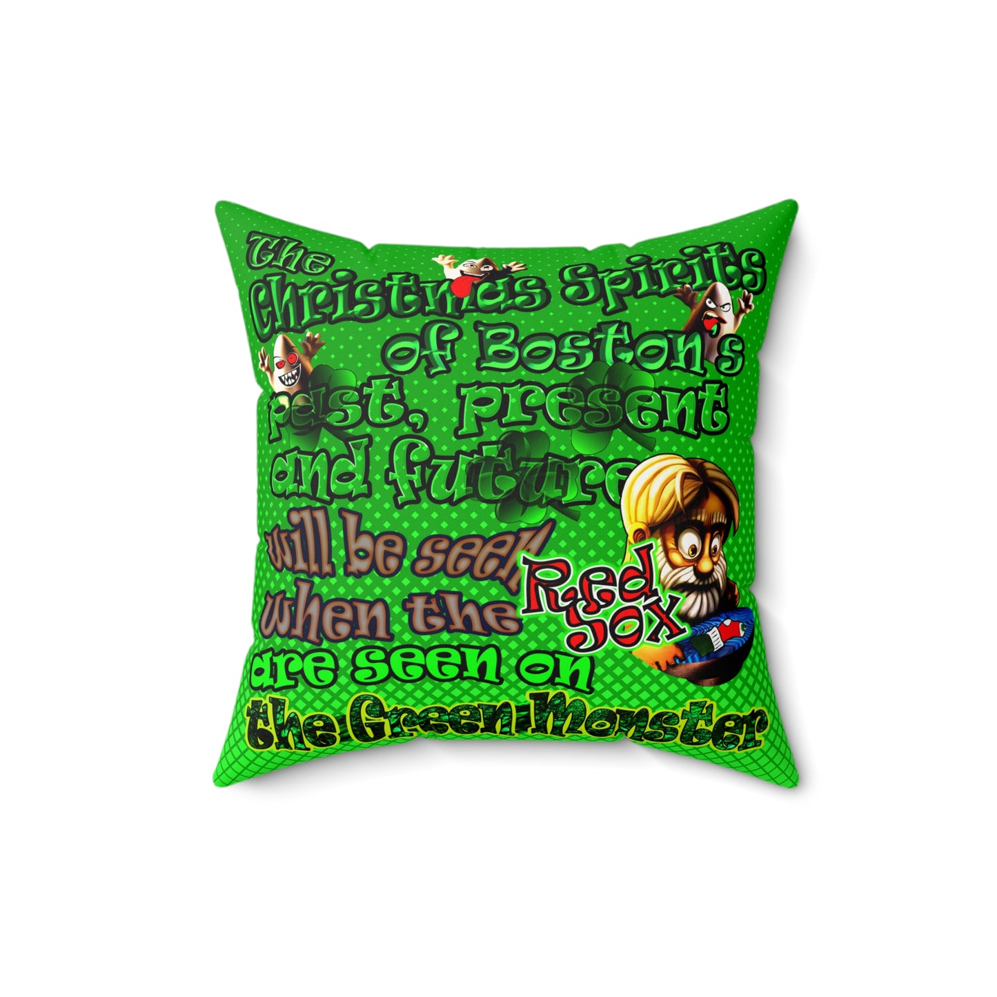 christmas spirits of boston - Faux Suede Square Pillow - (logo green)
