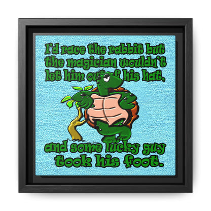 turtle race - framed canvas art (faded blue)
