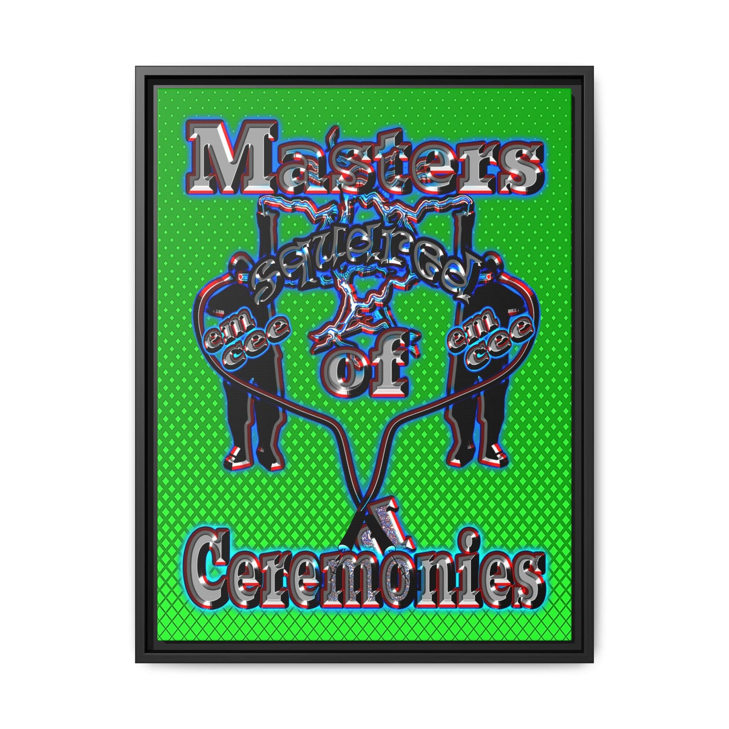 em cee squared - framed canvas art (logo green)