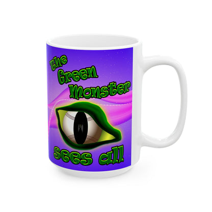 green monster - White Mug (purple-pink wave)