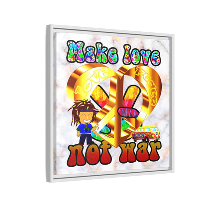 love peace - framed canvas art (white marble)