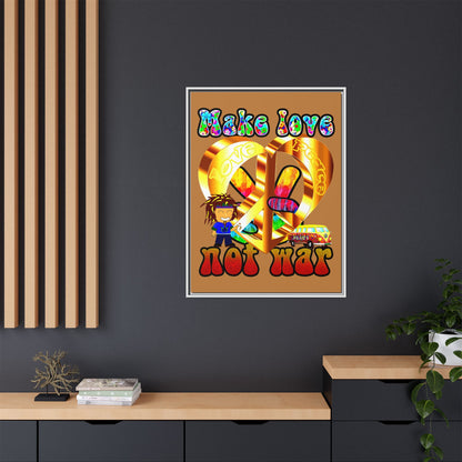 love peace - framed canvas art (light brown)