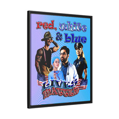 rw&b lives matter - framed canvas art (light blue-purple wave)