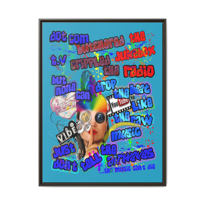 drop the beat - framed canvas art (turquoise)