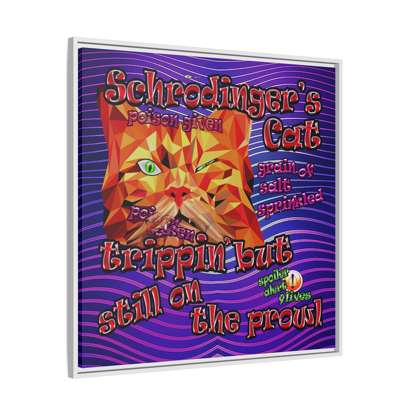 schrodinger's cat - framed canvas art (purple wave)