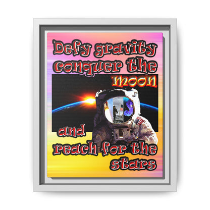 defy conquer reach - framed canvas art (color blur)
