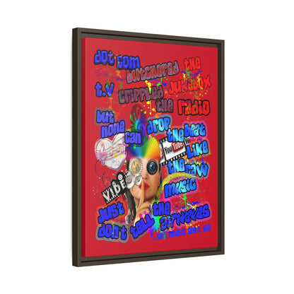drop the beat - framed canvas art (dark red)