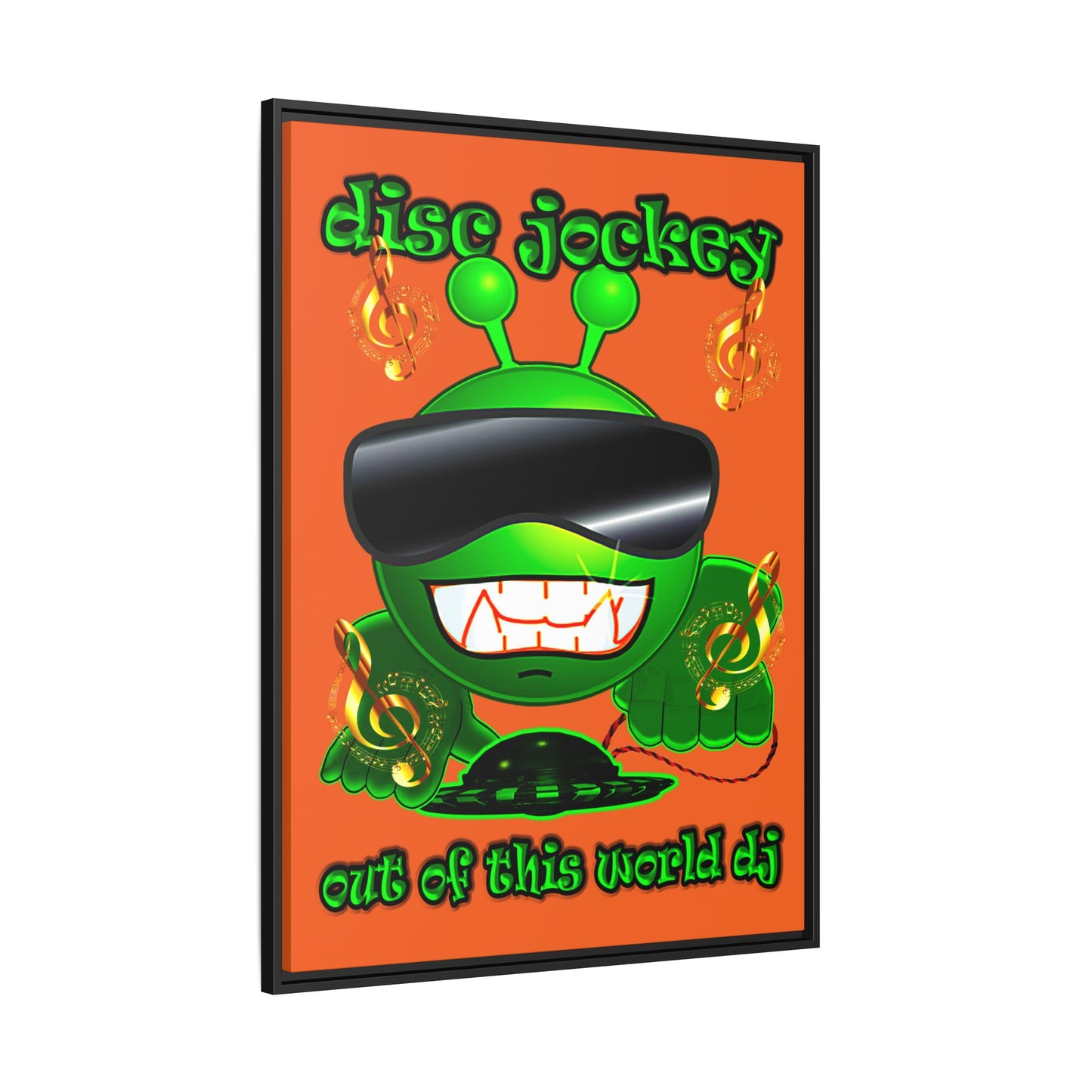 disc jockey - framed canvas art (orange)