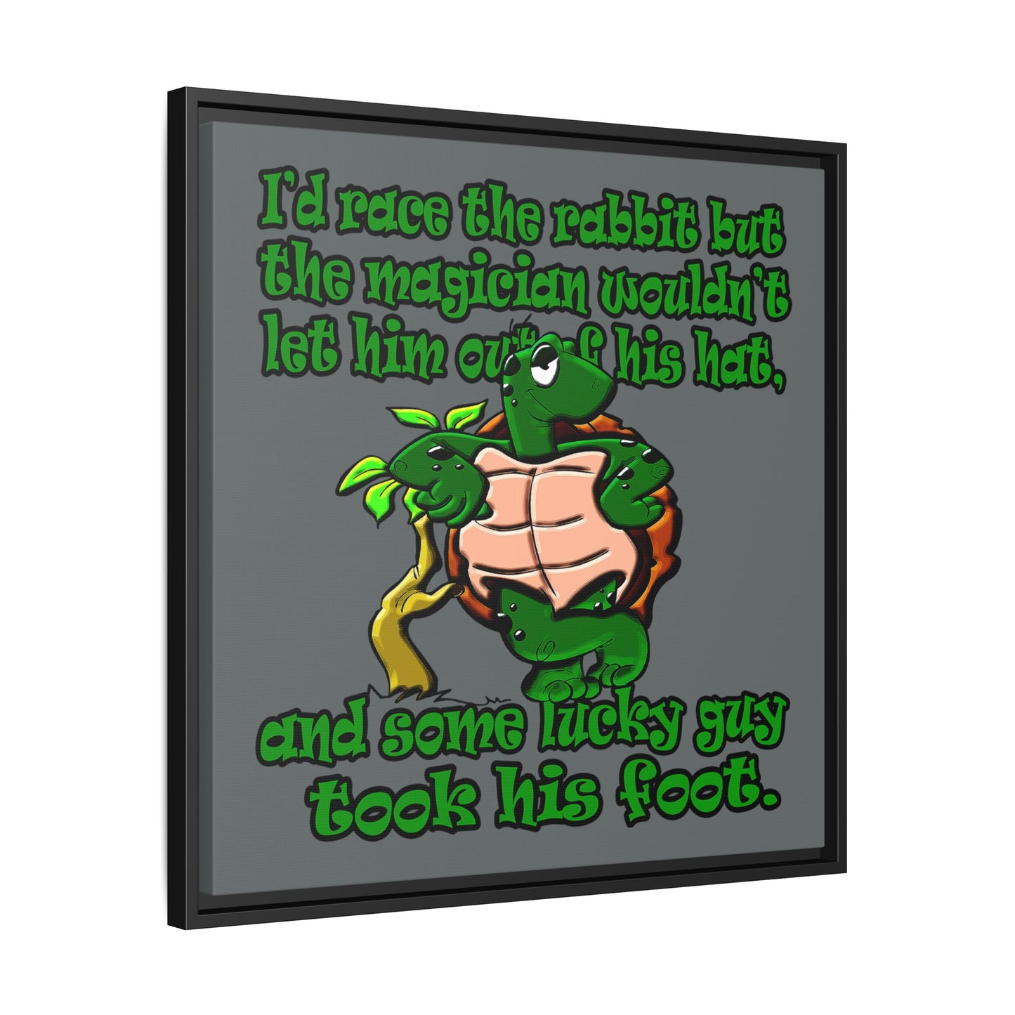 turtle race - framed canvas art (dark grey)
